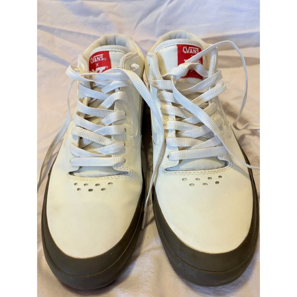 Vans Skate BMX Mid Top White Red Lightning Bolt Shoes Mens - Picture 2 of 6